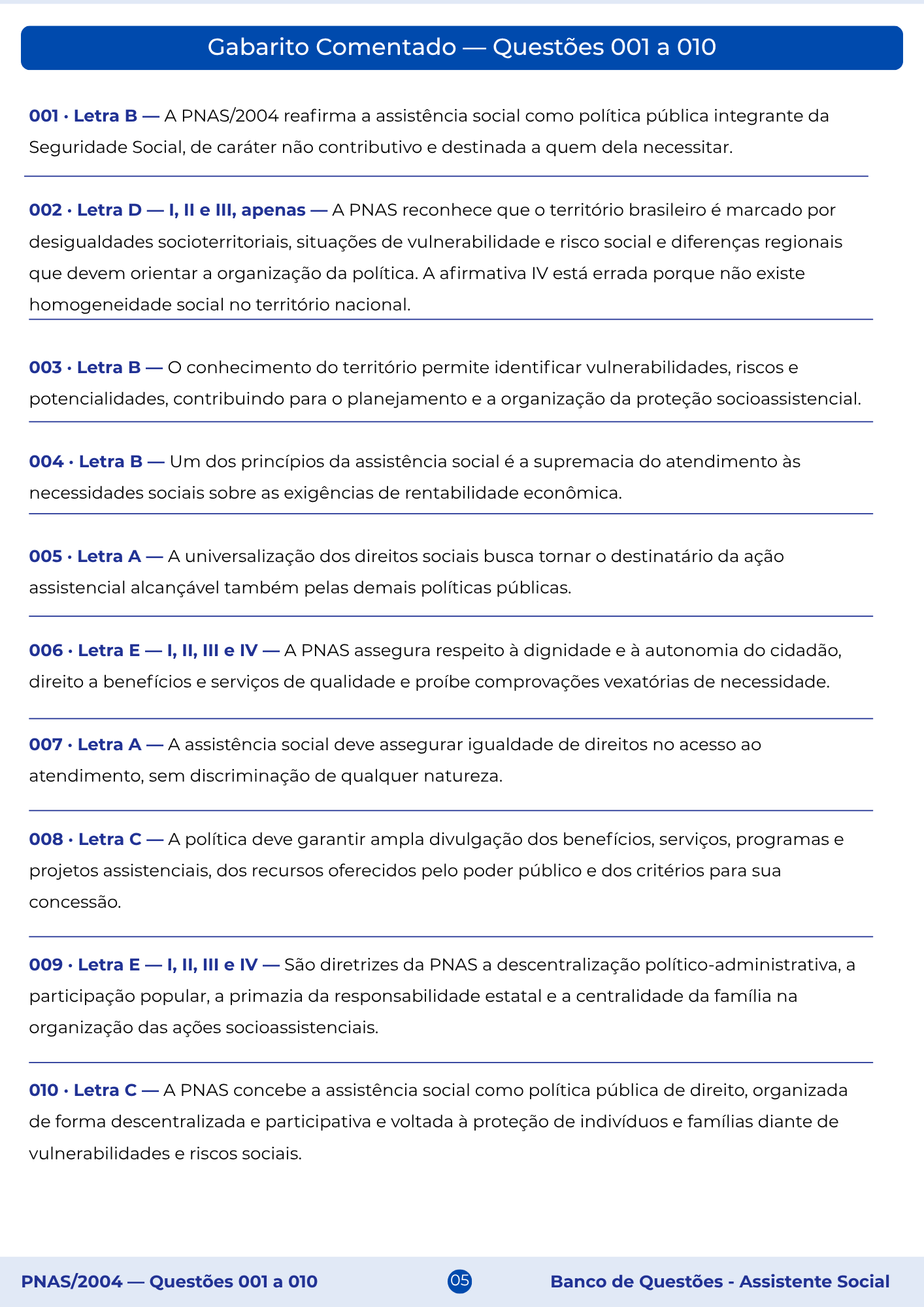 Página de gabarito comentado 2