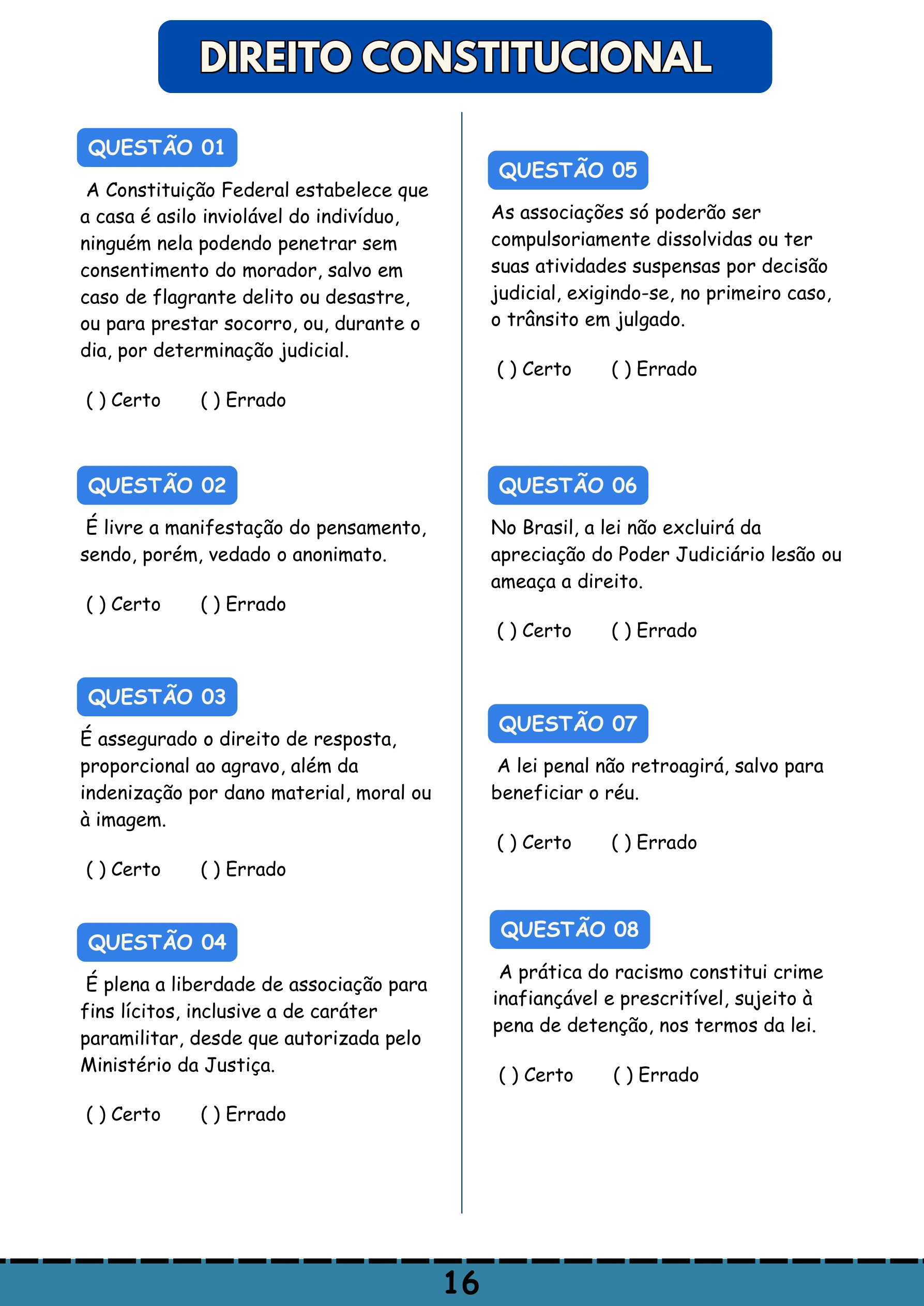 Direito Constitucional, Questões