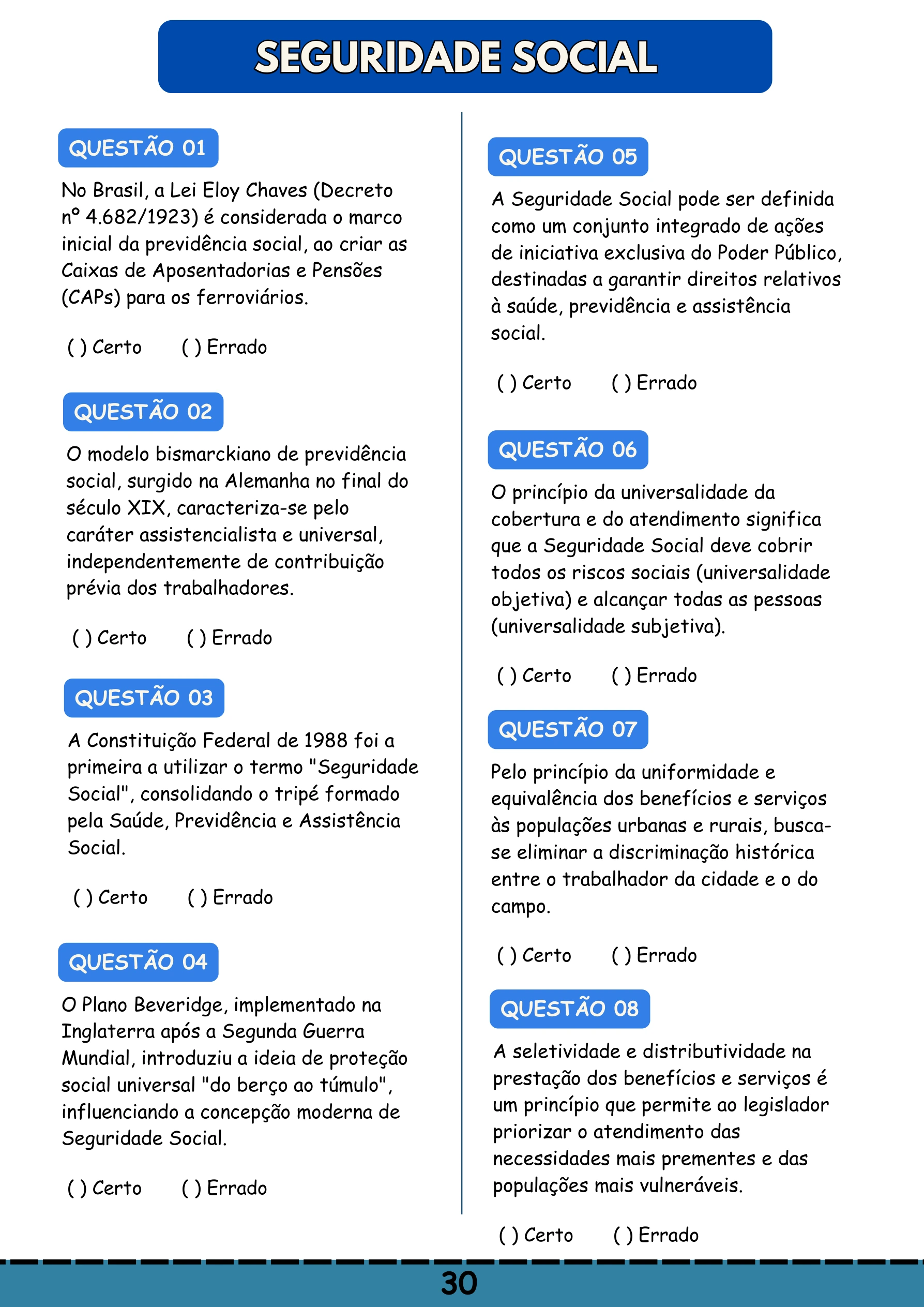 Seguridade Social, Questões