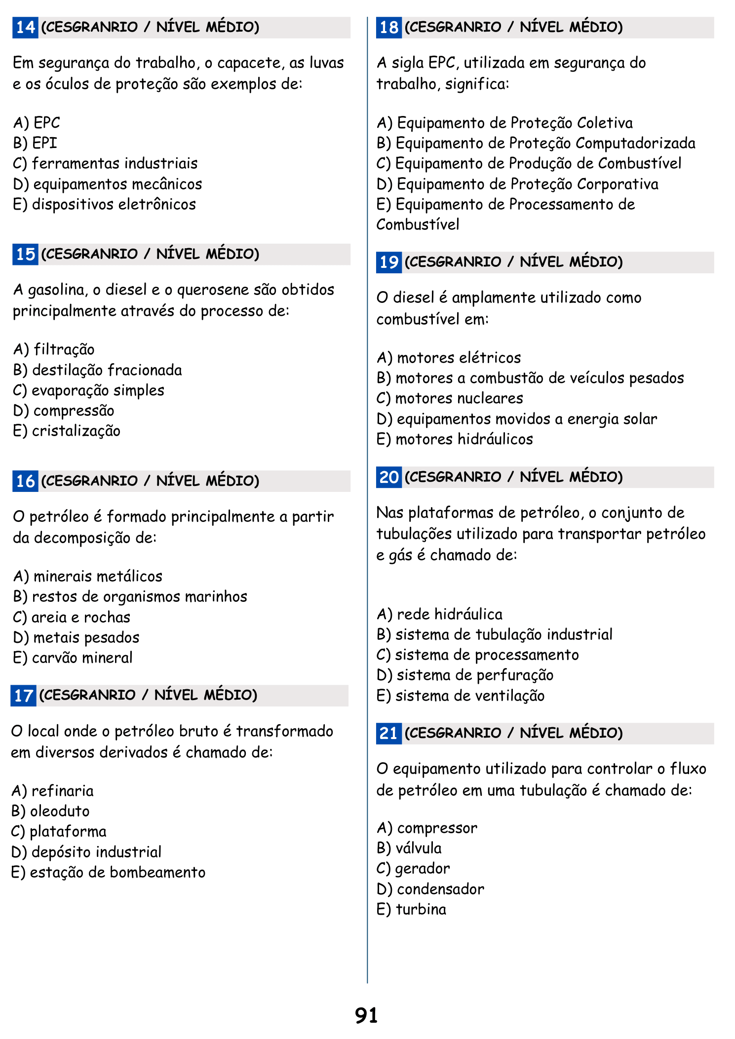 Conhecimentos Específicos, Questões