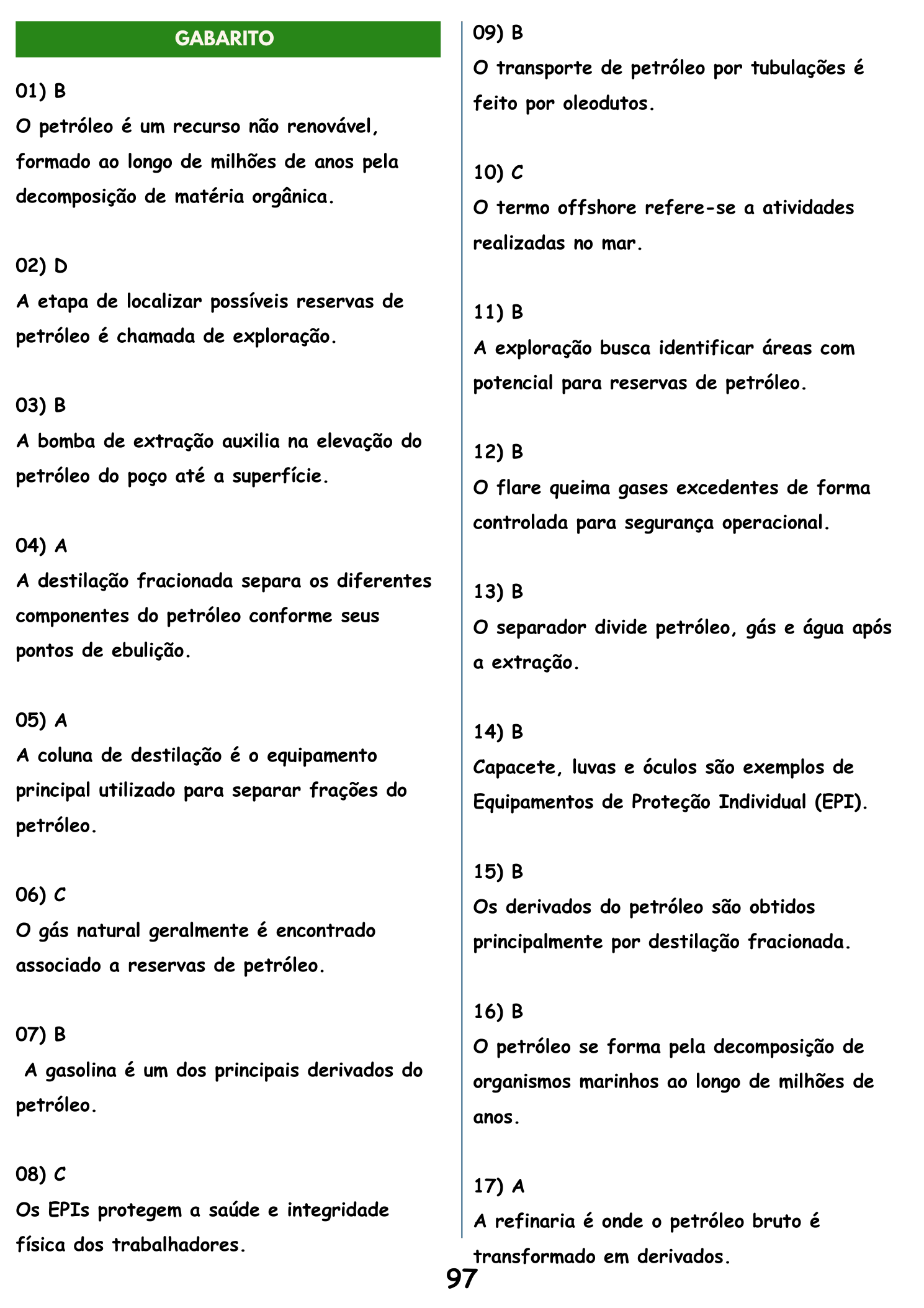 Conhecimentos Específicos, Gabarito comentado